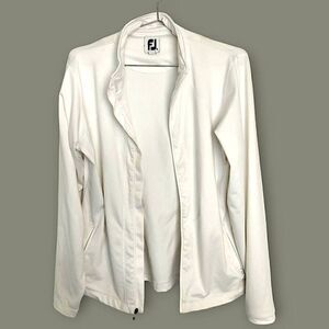 Footjoy Womens Golf Jacket Sz Medium White Zip-Up Long  Sleeves Activewear Sport